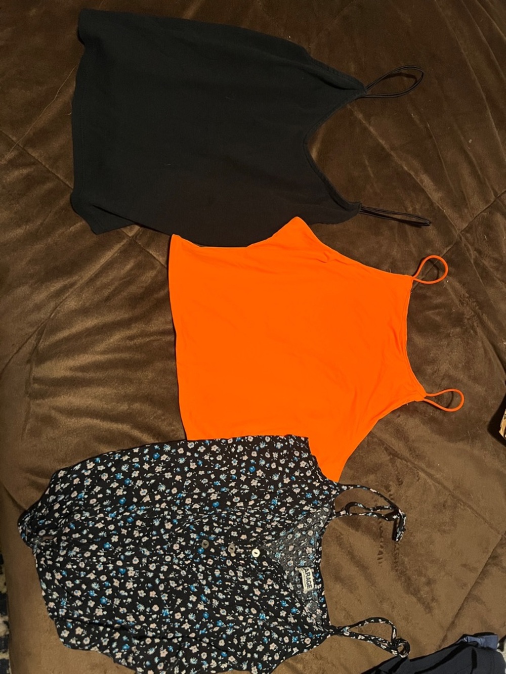Garage & SHEIN Black + Orange + Black Floral Tank Top Set